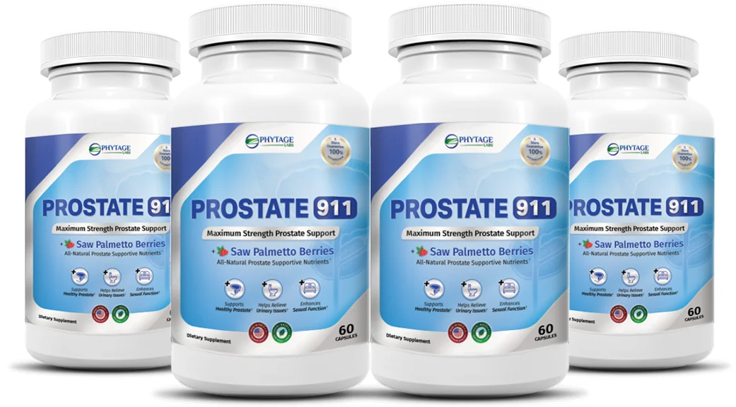 Prostate 911 Prostate Support Supplement by PhytAge Labs - 4 Bottle Pack